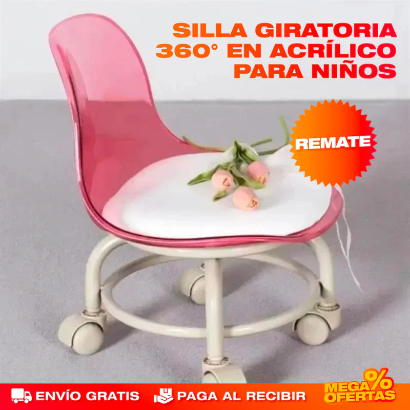 SILLA BAJA GIRATORIA 360° EN ACRÍLICO PARA NIÑOS Y ADULTOS